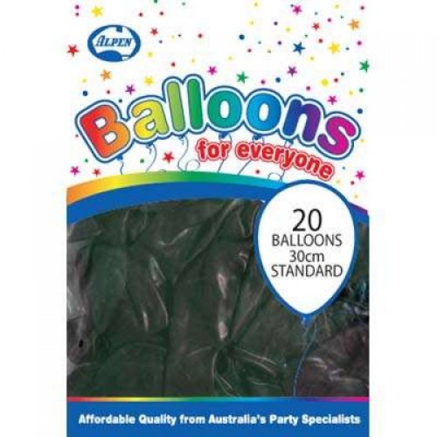 Alpen Balloons Black 30cm 20 pack