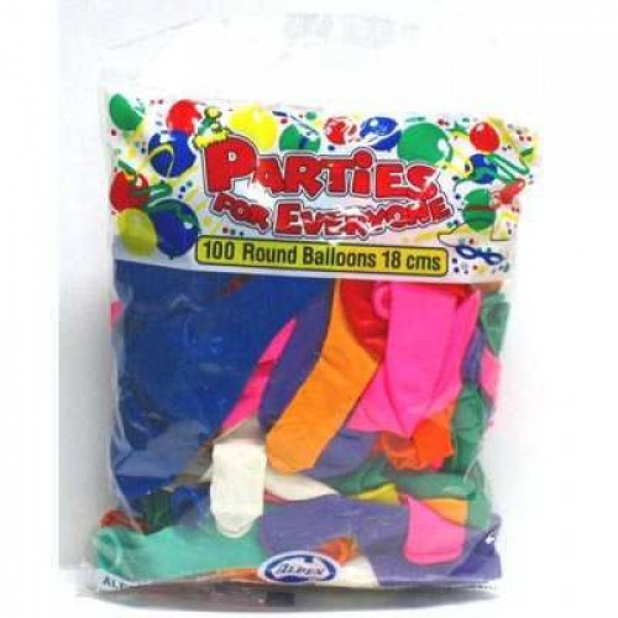 Alpen Balloons Mixed Colours 18cm 100 pack