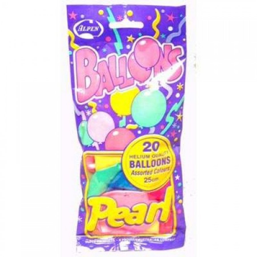 Alpen Balloons Pearl Mixed Colours 25cm 30 pack