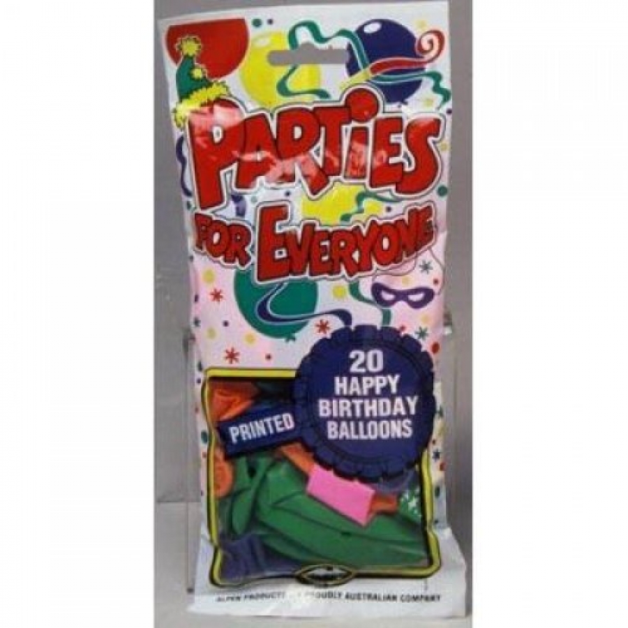Alpen Balloons Printed Happy Birthday 25cm 30 pack
