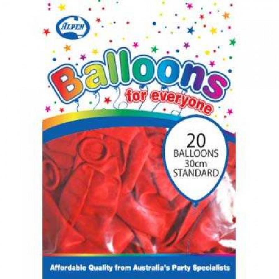 Alpen Balloons Red 30cm 20 pack