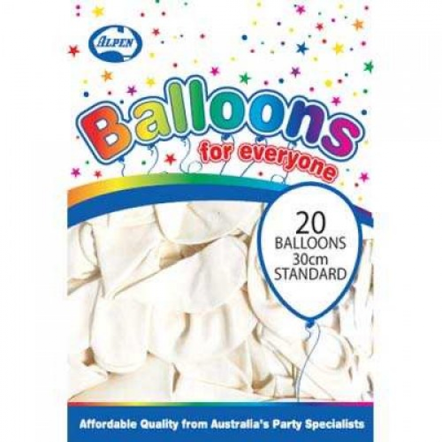 Alpen Balloons White 30cm 20 pack