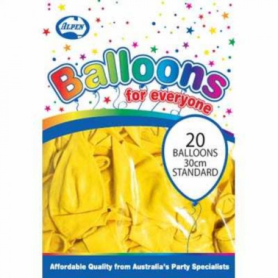 Alpen Balloons Yellow 30cm 20 pack