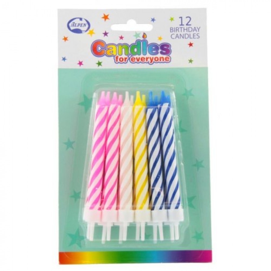 Alpen Candles Birthday Jumbo with holders 12 pack