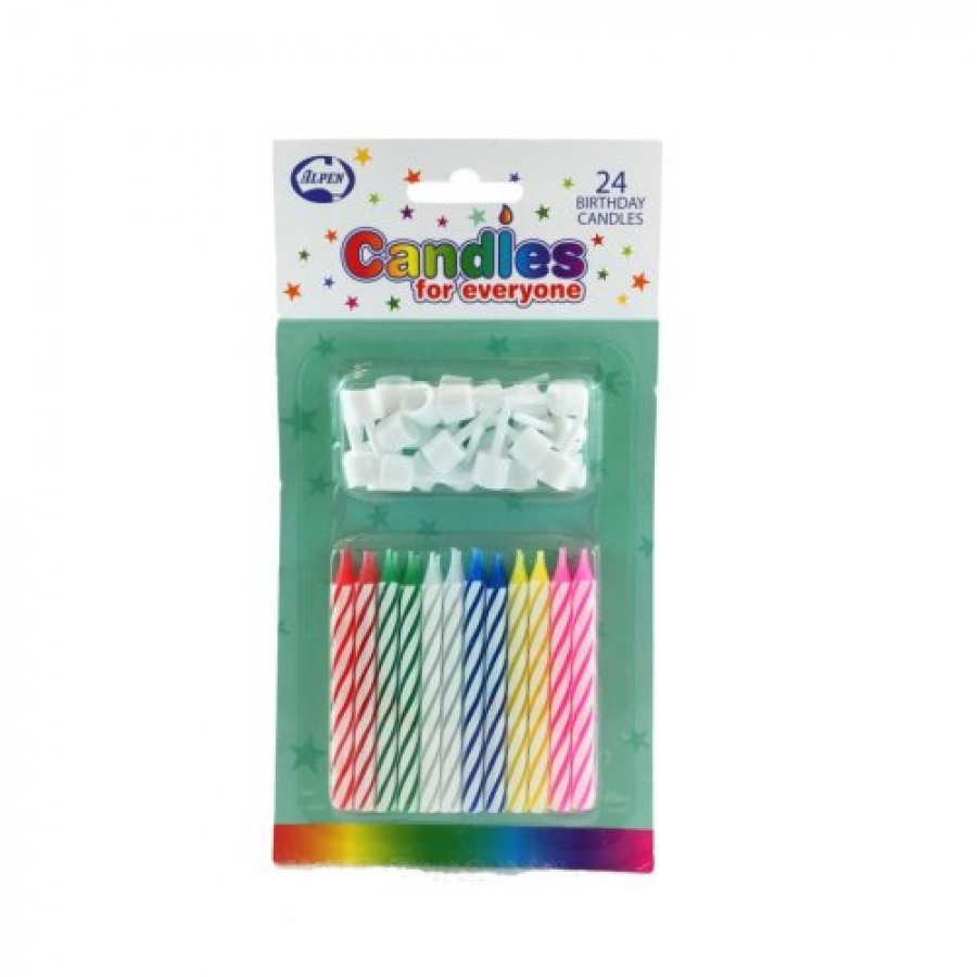 Alpen Candles Birthday with holders 24 pack
