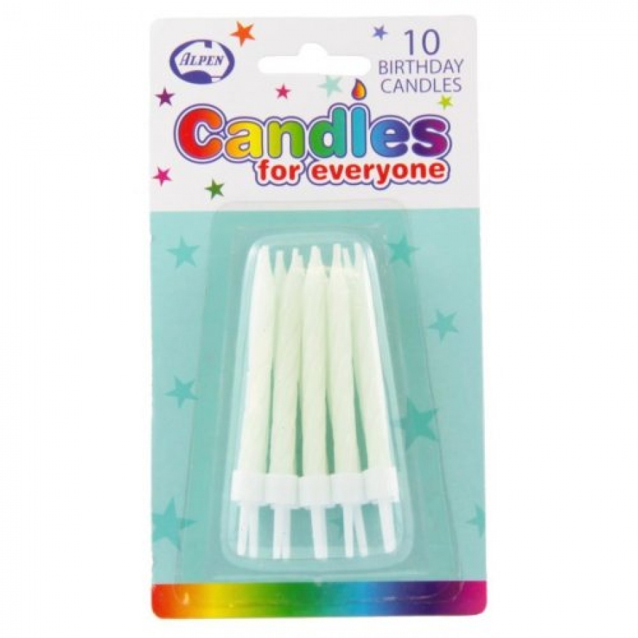 Alpen Candles Glow in the Dark with holders 10 pack