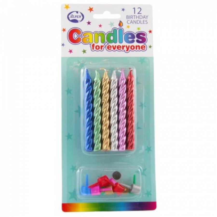 Alpen Candles Metallic Jumbo with holders 12 pack
