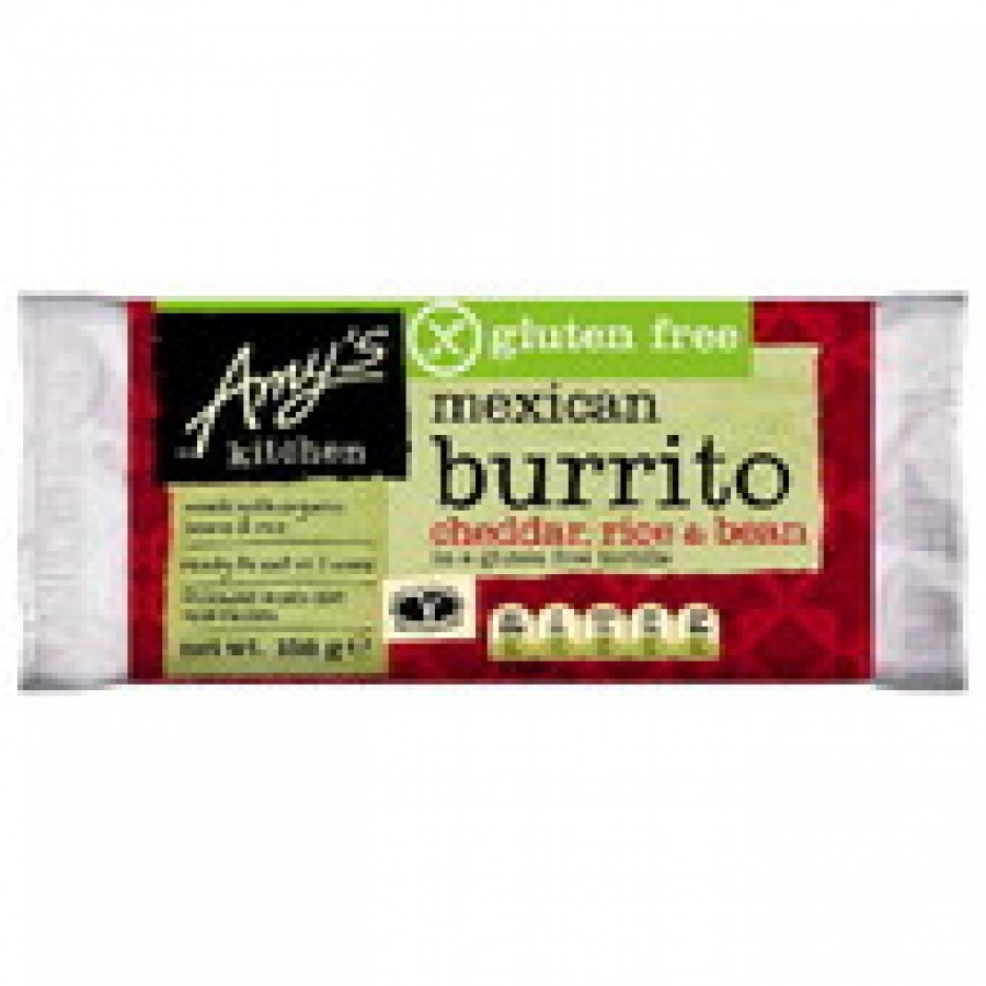 Amy's Kitchen Gluten Free Cheddar Rice & Bean Burrito Frozen Meal 156g