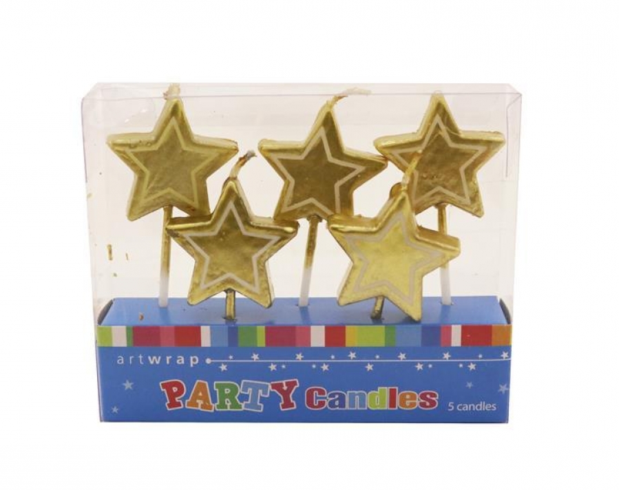 Artwrap Candle 5 Pack Gold Star