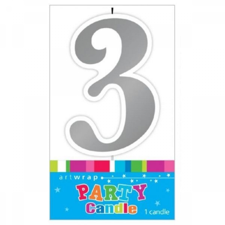 Artwrap Candle Silver '3'