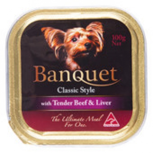 Banquet Classic Style Beef & Liver Dog Food Tray 100g