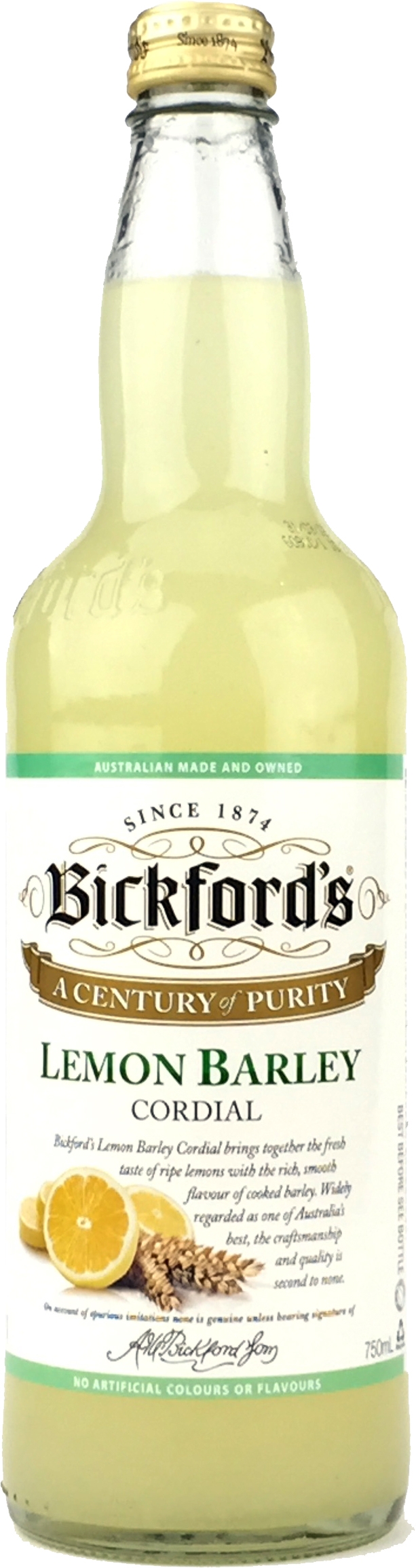 Bickfords Lemon Barley Cordial 750mL