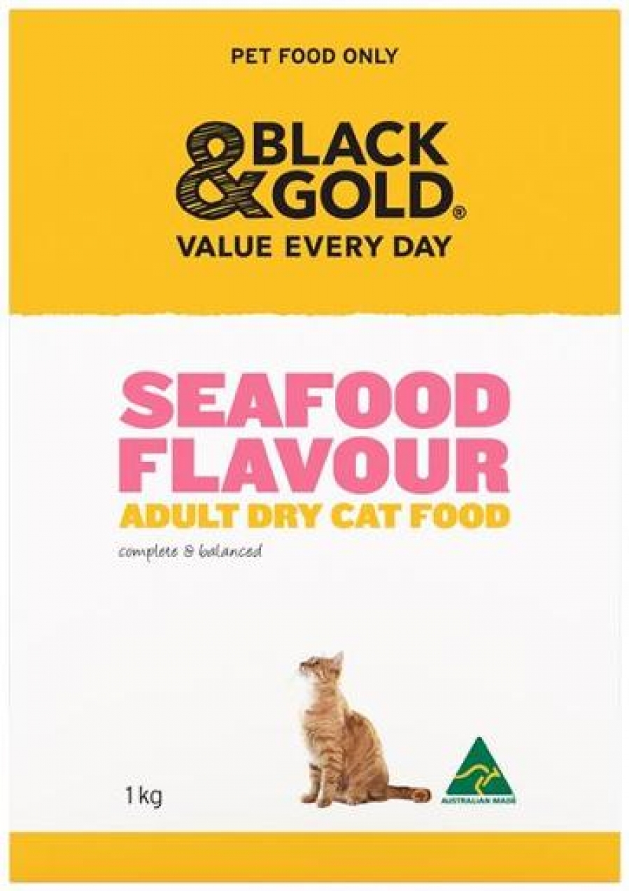 Black & Gold Cat Food Dry Seafood 1kg