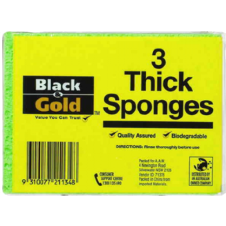 Black & Gold Sponges 3 pack