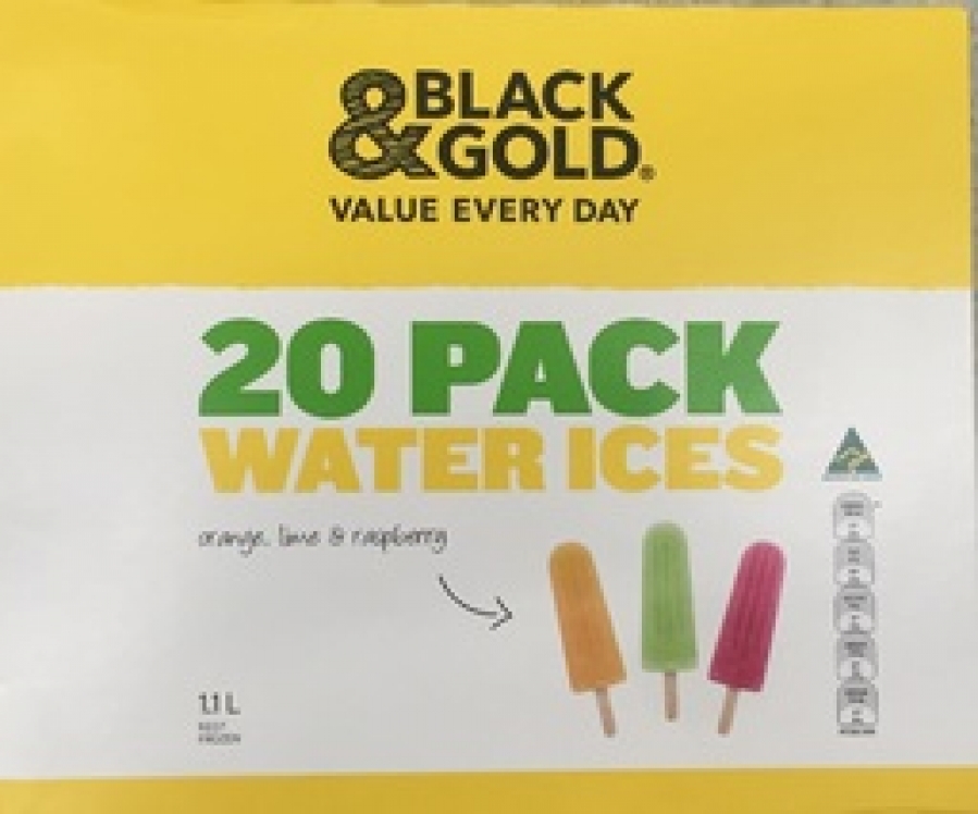Black & Gold Water Ice Frozen 20 pack