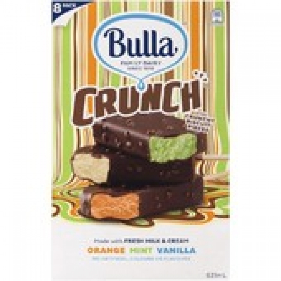 Bulla Crunch Orange Mint & Vanilla Variety Ice Cream 8 pack 631mL