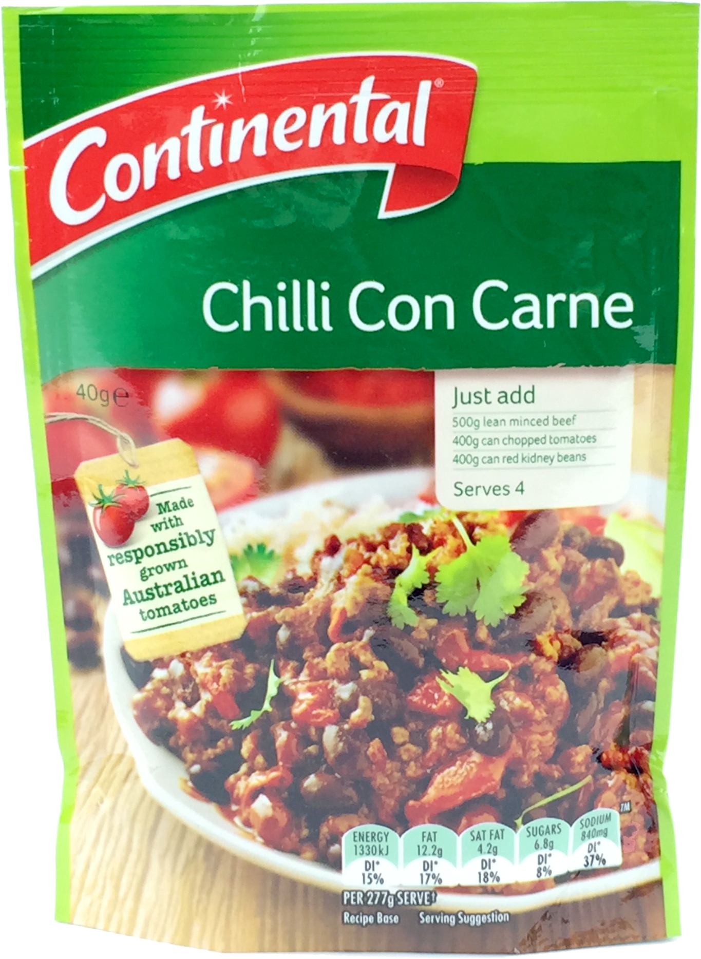 Continental Chilli Con Carne Recipe Base Serves 4 40g