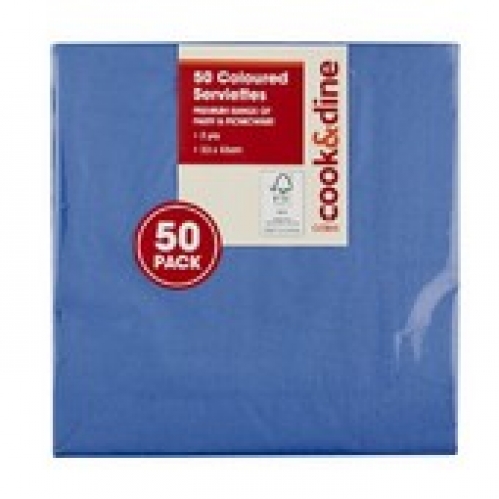 Cook & Dine Blue Serviettes 50 pack