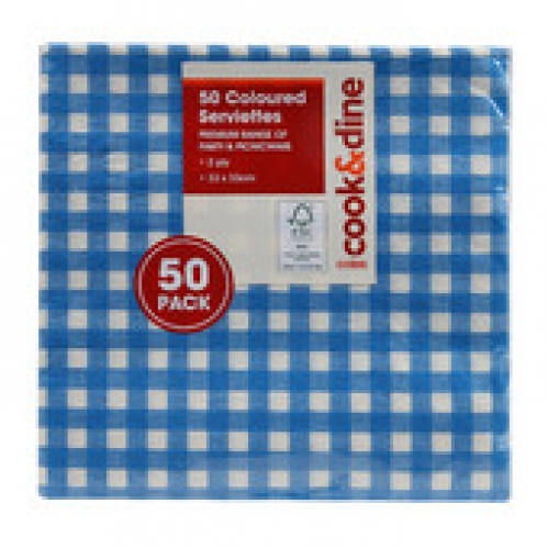 Cook & Dine Light Blue Pattern Serviettes 50 pack