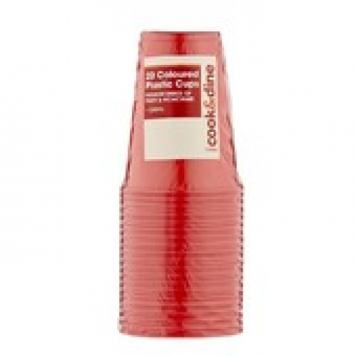 Cook & Dine Plastic Cups Coloured 200mL 20 pack
