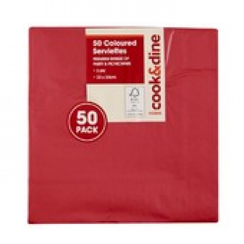 Cook & Dine Red Serviettes 50 pack