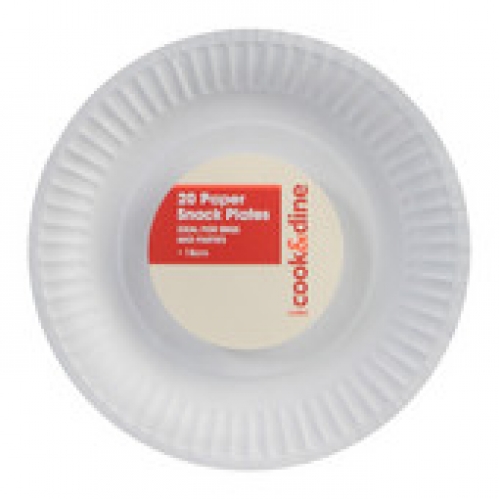 Cook & Dine White Paper Snack Plate 20 pack