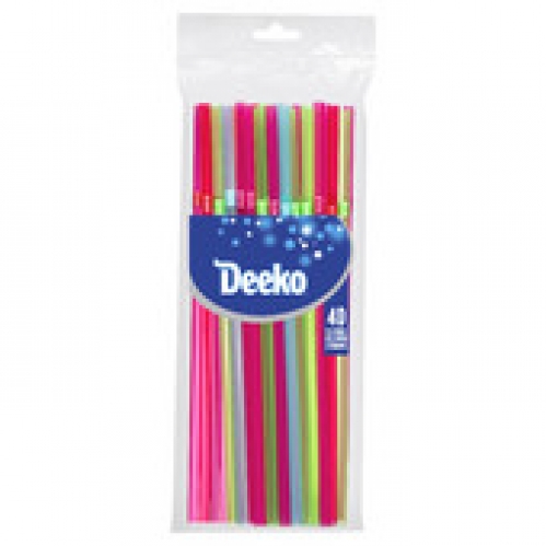 Deeko Fluoro Flexible Straws 40 pack