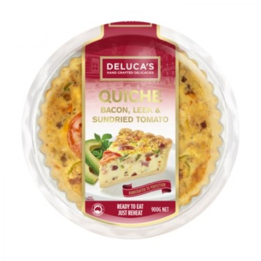 Delucas Quiche Bacon Leek 900g