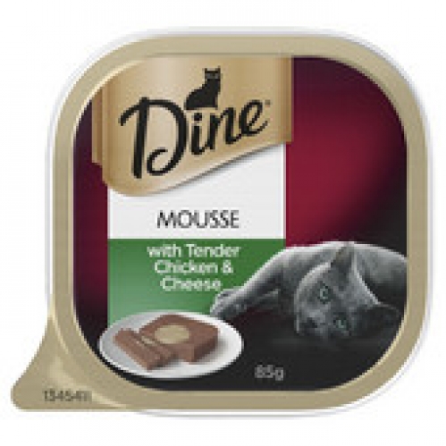 Dine Cat Food Mousse With Tender Chicken & Cheese 85g