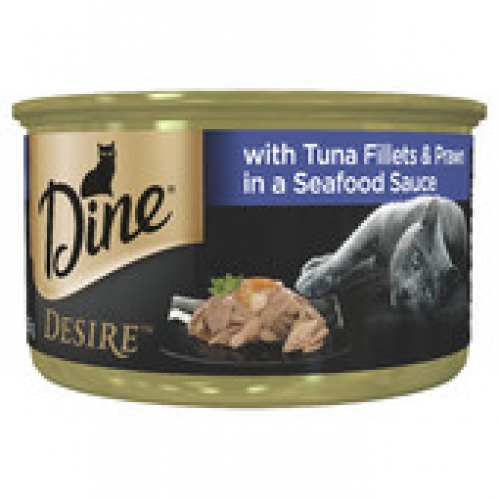 Dine Desire Tuna Fillets & Prawn in Seafood Sauce Canned Cat Food 85g