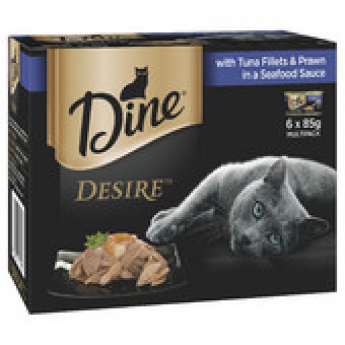 Dine Desire Tuna Fillets & Prawn in Seafood Sauce Canned Cat Food 6 pack