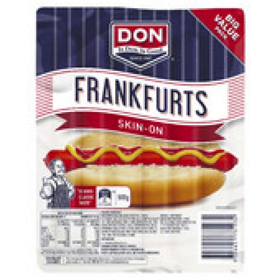 Don Footy Frankfurts Skin On 500g