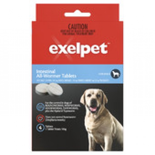 Exelpet All Wormer Intestinal Tablets for Dogs 4 pack