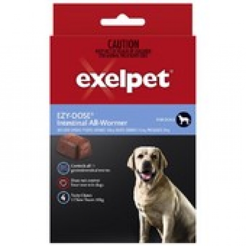 Exelpet Ezy-Dose Intestinal All Wormer Chews for Dogs 4 pack