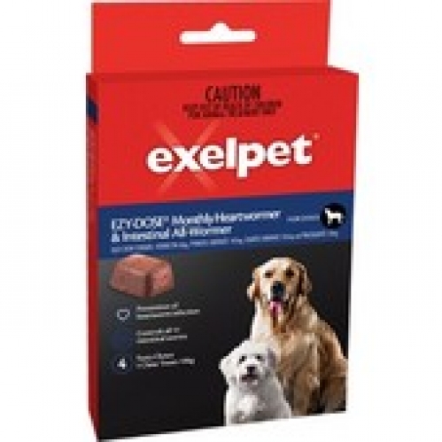 Exelpet Ezy Dose Monthly Heartwormer All Sizes 4 pack