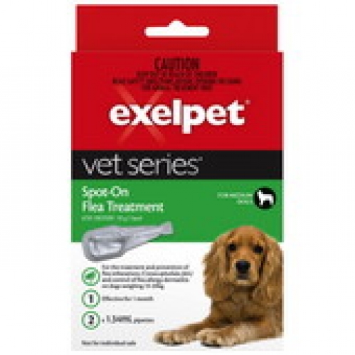 Exelpet Vet Series Spot On Flea Treatment For Medium Dogs 2 pack