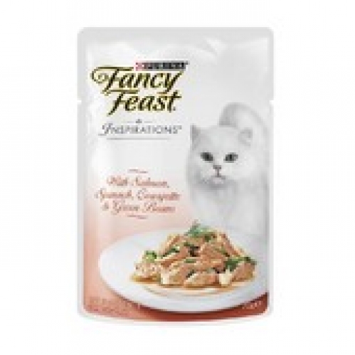 Fancy Feast Inspirations With Salmon Spinach Courgette & Beans Pouch Cat Food 70g