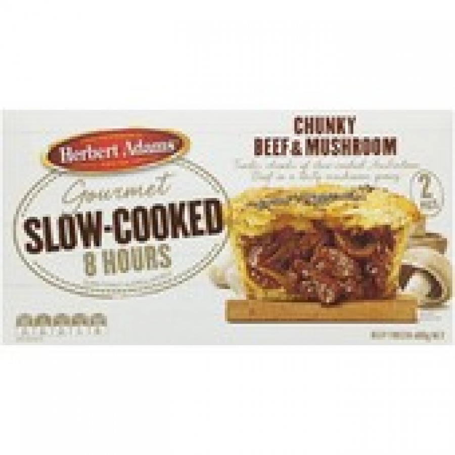 Herbert Adams Frozen Slow Cooked Chunky Beef Mushroom Pies 400g