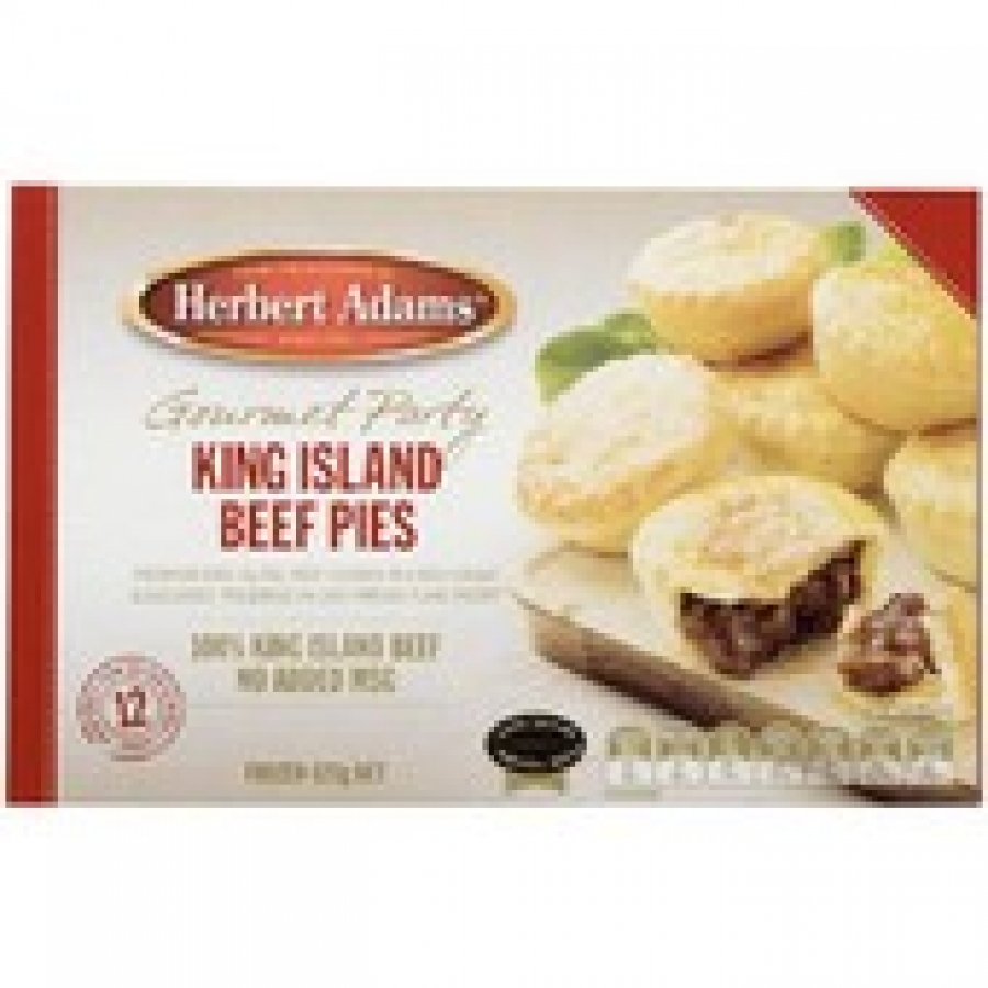 Herbert Adams Gourmet King Island Beef Frozen Party Pies 12 pack 420g