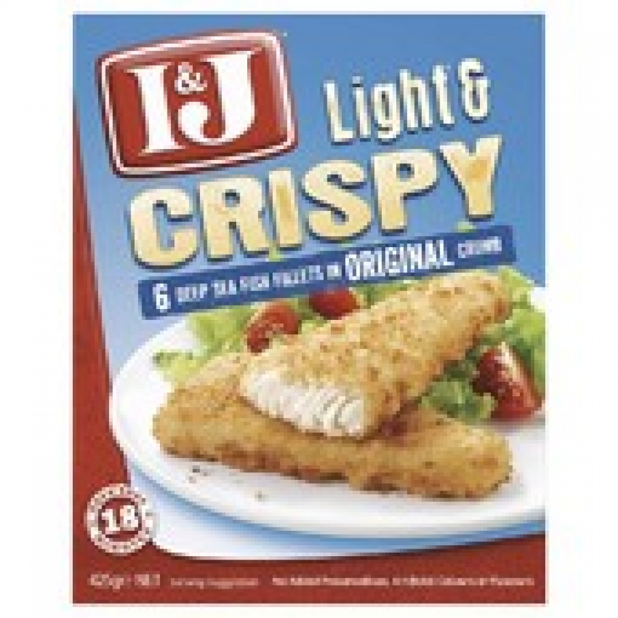 I&J Light & Crispy Crumbed FrozenFish Fillets 6 pack 425g
