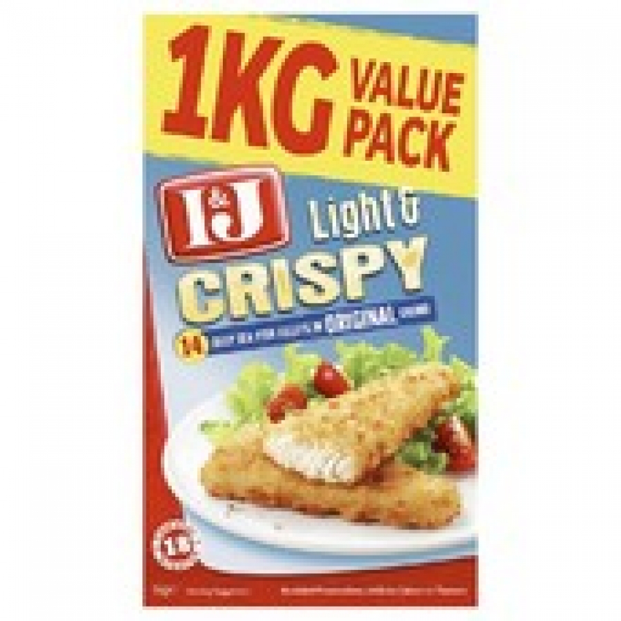 I&J Light & Crispy Crumbed Frozen Fish Fillets Jumbo Pack 1kg
