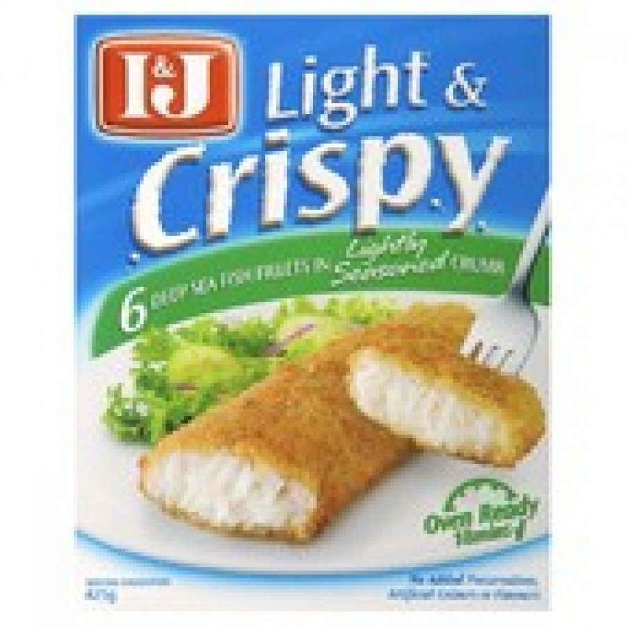 I&J Light & Crispy Seasoned Crumbed Frozen Fish Fillets 6 pack 425g