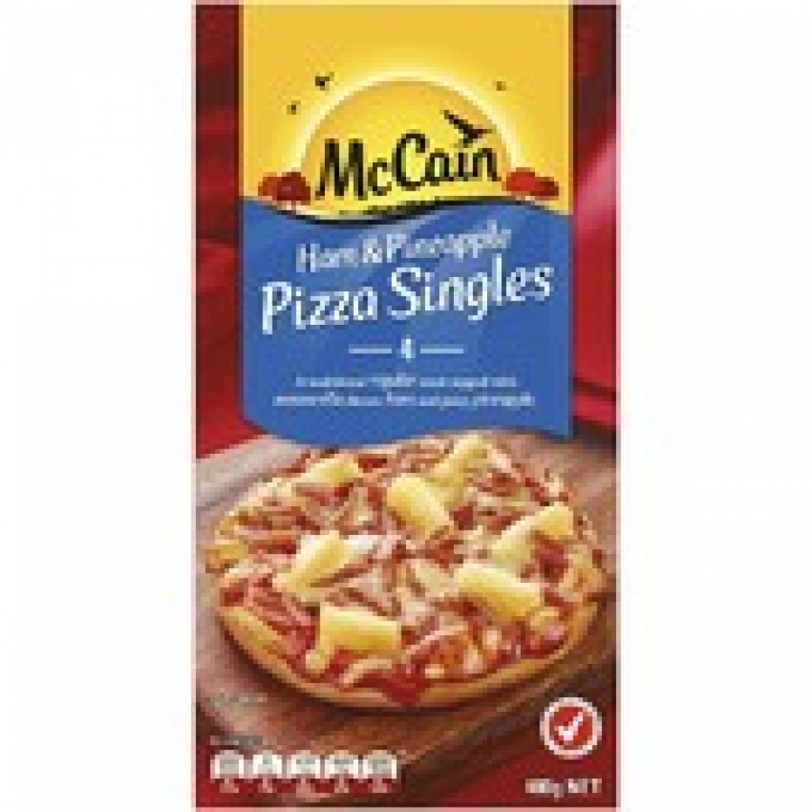 McCain Ham & Pineapple Frozen Pizza Singles 4 pack 400g