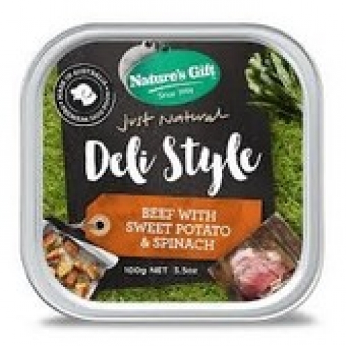 Natures Gift Just Natural Deli Style Beef with Sweet Potato & Spinach Dog Food 100g