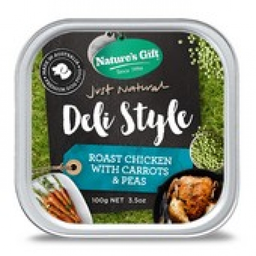 Natures Gift Just Natural Deli Style Dog Food Roast Chicken With Carrots & Peas 100g