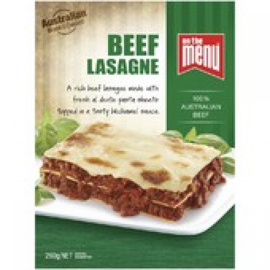 On The Menu Beef Lasagne Frozen Meal 260g