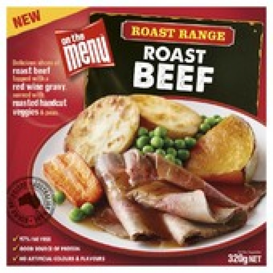 On The Menu Roast Beef Plated Frozen Meal 320g