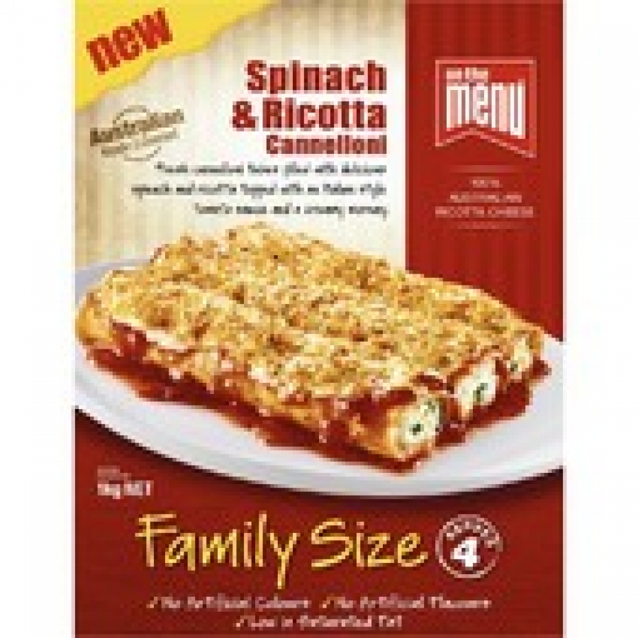 On The Menu Spinach Ricotta Cannellon 1kg