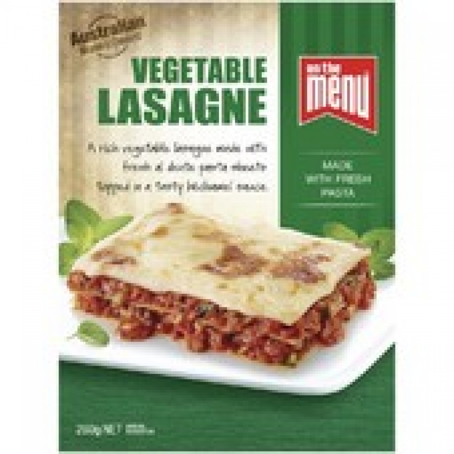 On The Menu Vegetable Lasagne Frozen Meal 260g