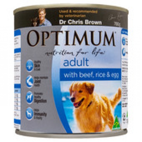 Optimum Beef Rice & Egg Adult Canned Dog Food 700g